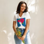 T-särk "Lillepea punaste õitega" valgel