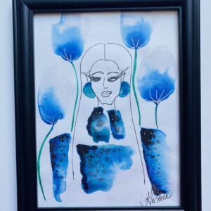 Väike A5 moeillustratsioon "Sinine sosin”